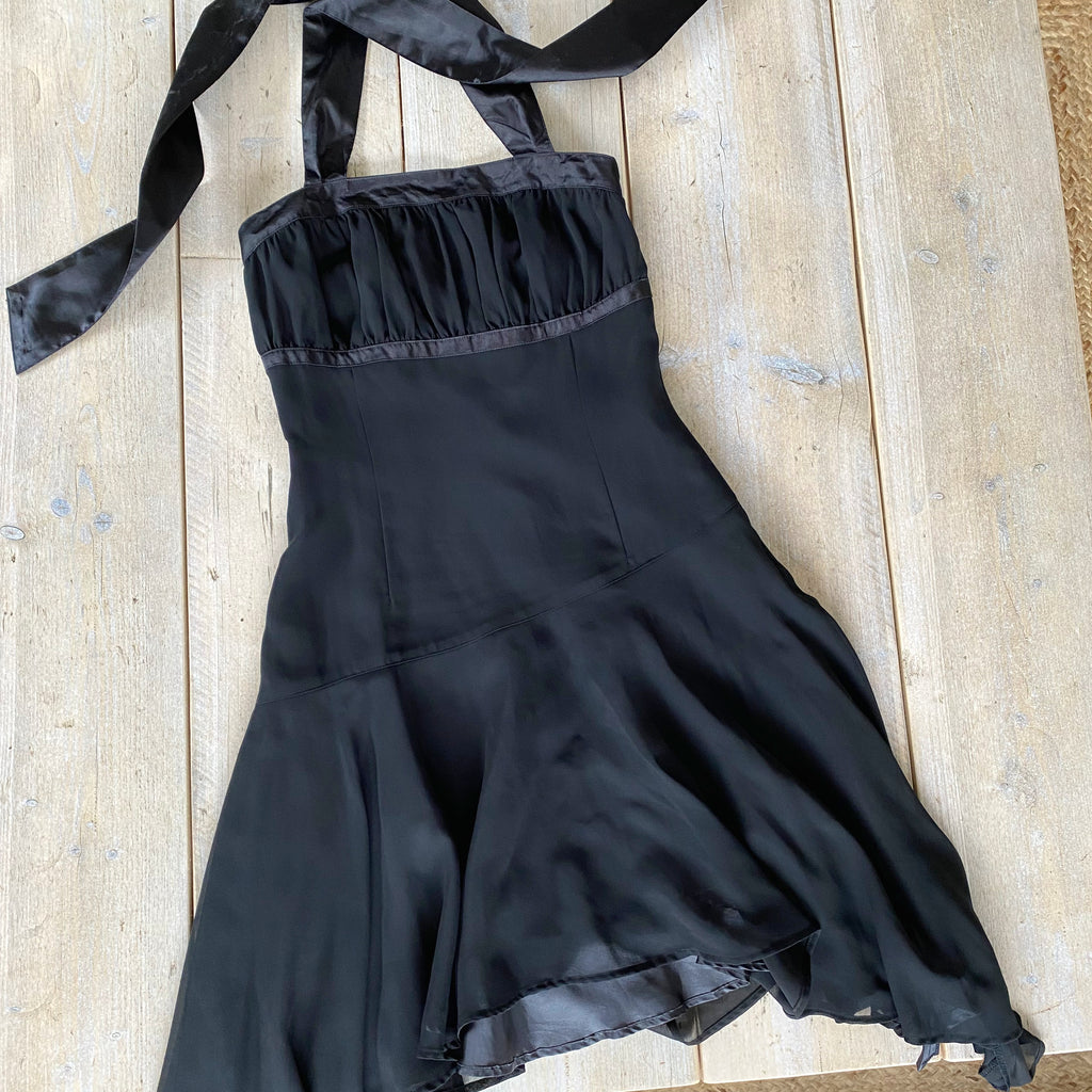 Kookai Black Floaty Tie Up Dress