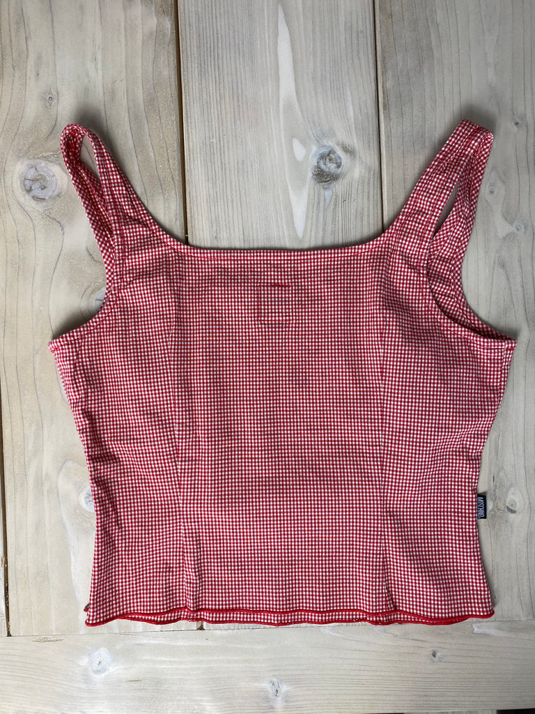 Moschino Red Gingham Check Cami Top