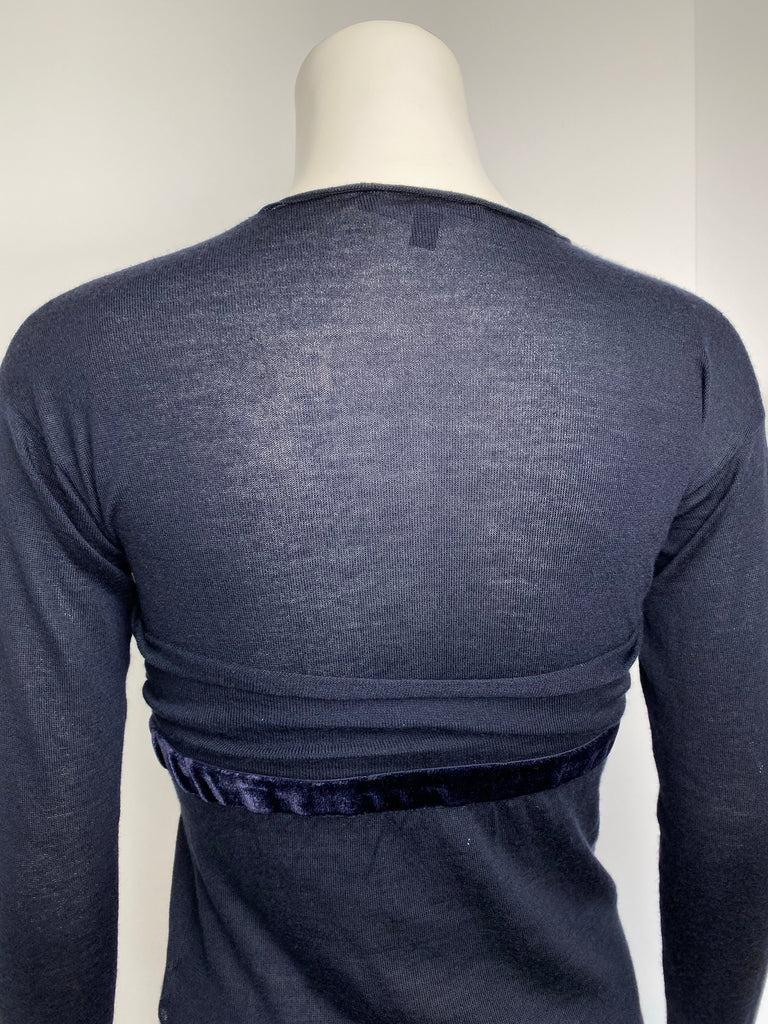 Gucci Navy Cashmere Long Sleeve Top M