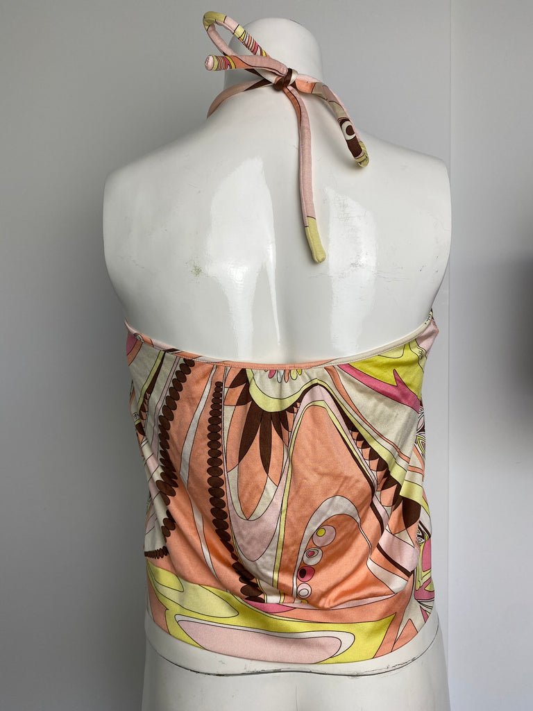 Emilio Pucci Patterend Silk Cami Halter Neck Top