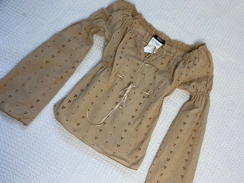 Morgan De Toi Tan Broderie Anglaise Top
