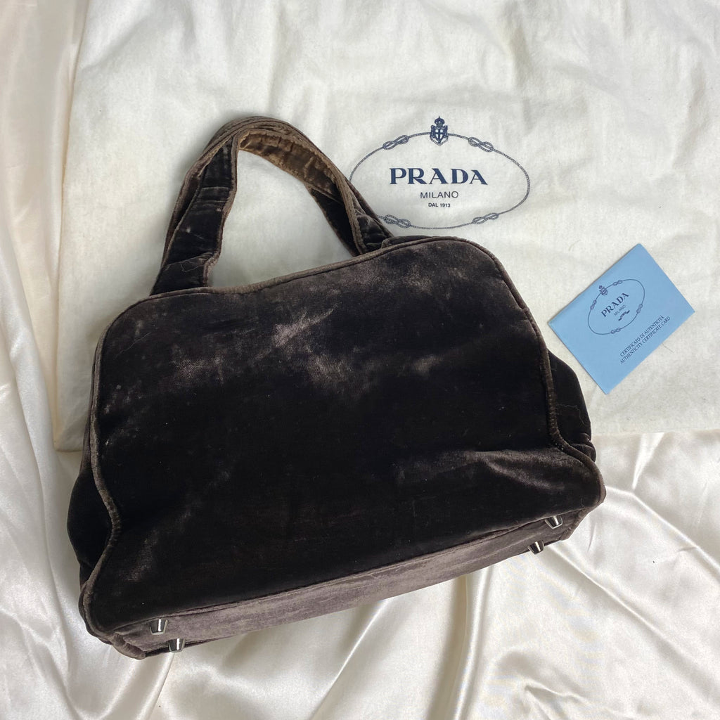 Prada Brown Velvet Handbag