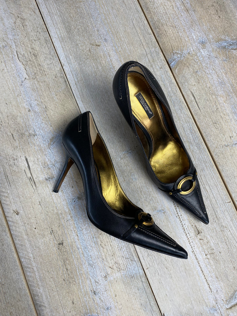 Dolce & Gabbana Dark Brown Leather Pointed Heels 40.5