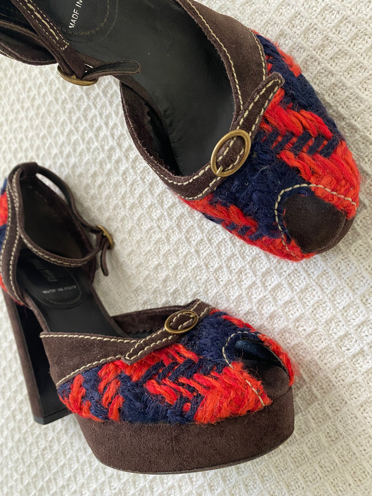 Miu Miu Wool Platforms Heels EU 37.5