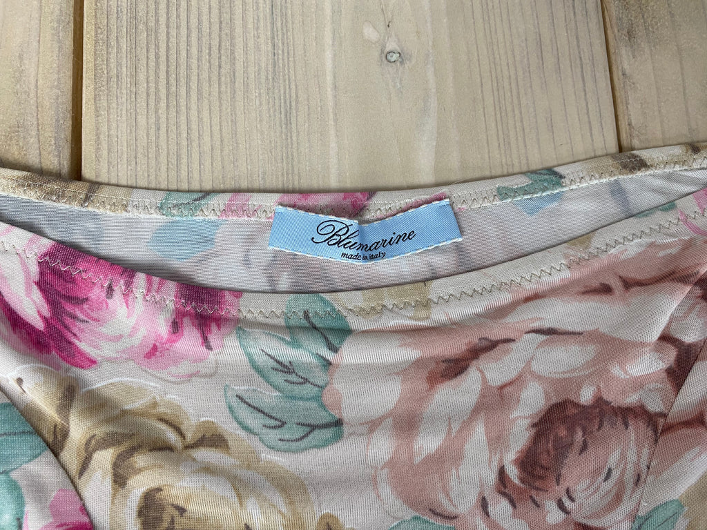 Blumarine Floral Silk Midi Skirt