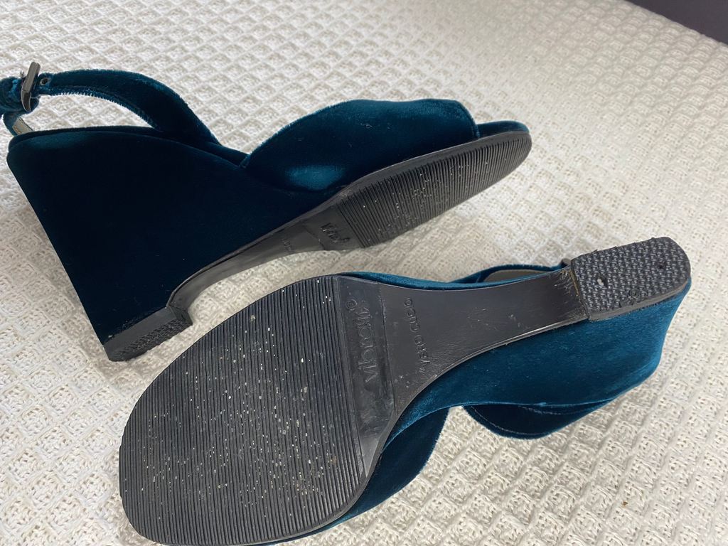 Prada Blue Velvet Wedge Heels EU 36