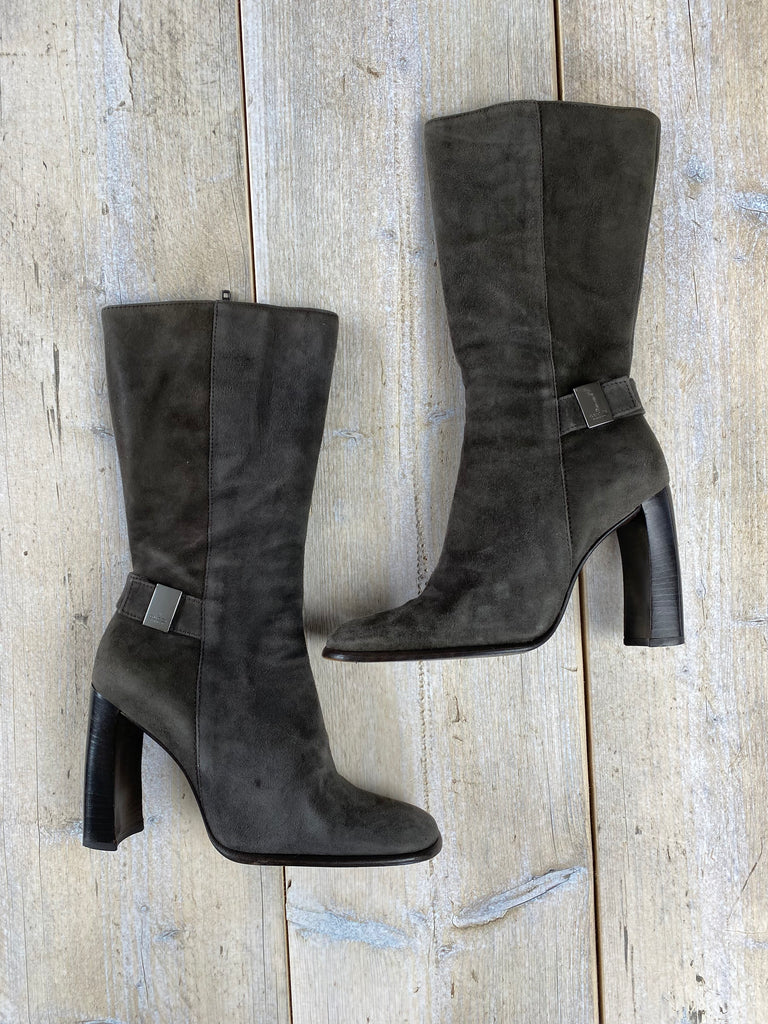 Gucci Dark Grey Suede Boots Size 35