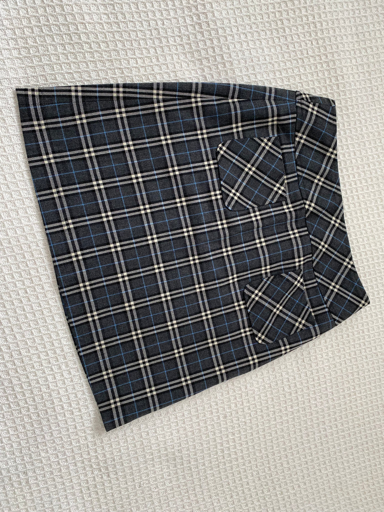 Burberry Grey / Blue Check Mini Skirt
