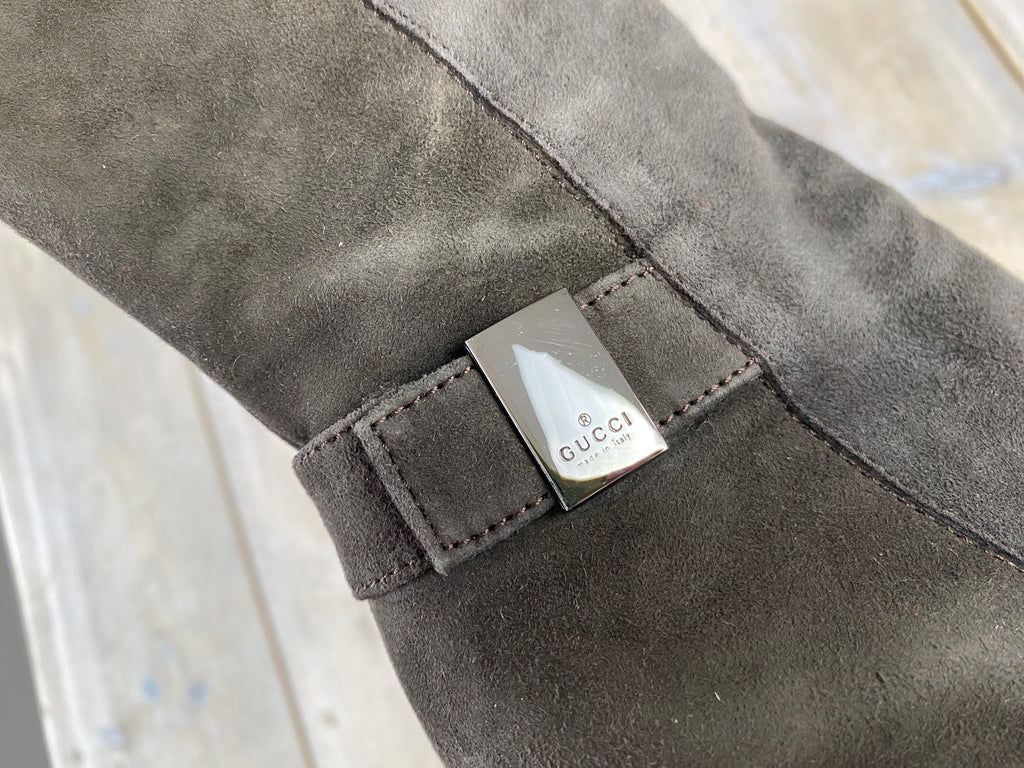Gucci Dark Grey Suede Boots Size 35