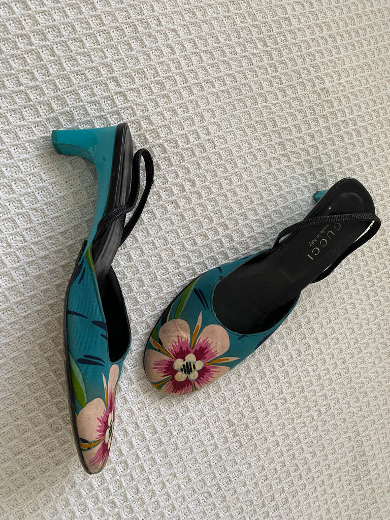 Gucci by Tom Ford SS99 Floral Mule Heels EU 36
