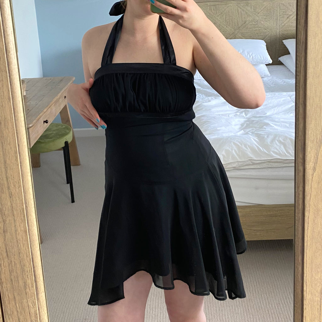 Kookai Black Floaty Tie Up Dress