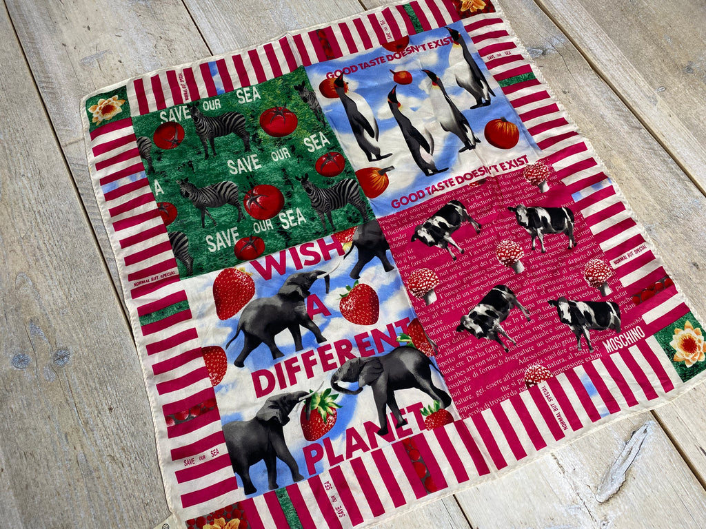 Moschino Animal Print Silk Square Scarf