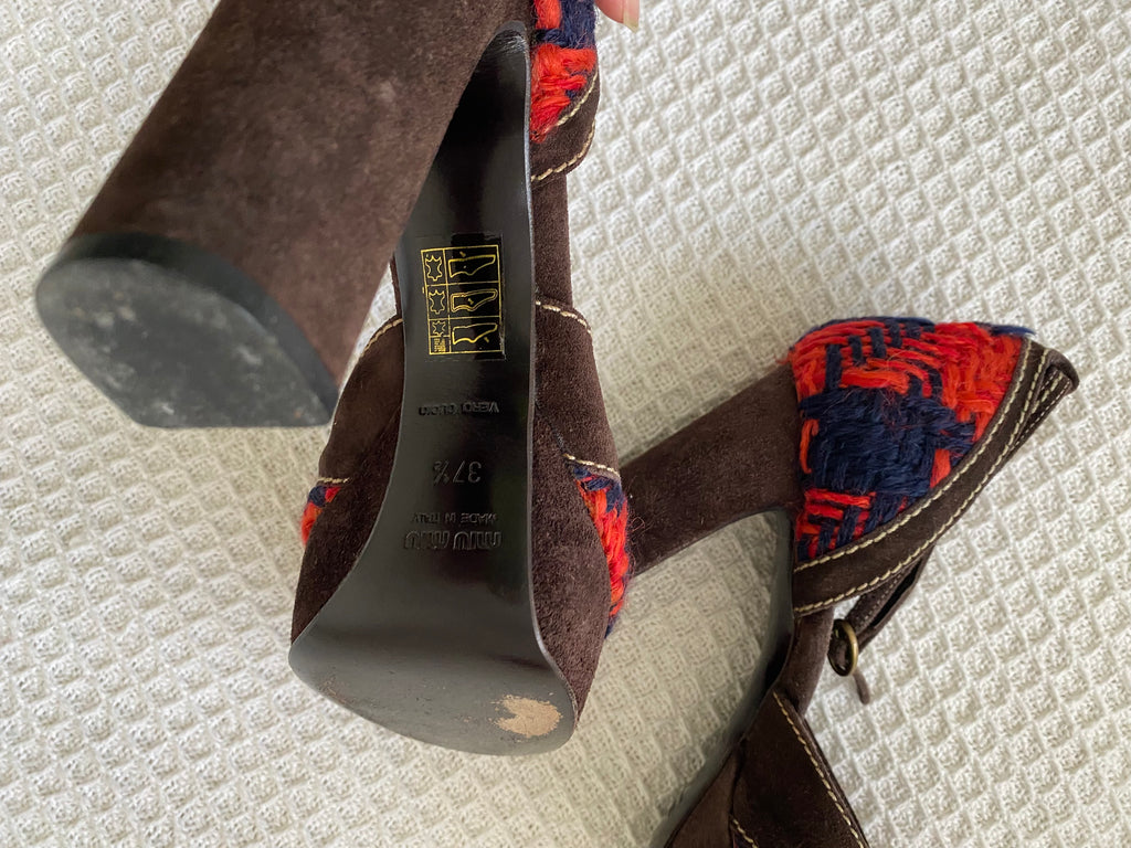 Miu Miu Wool Platforms Heels EU 37.5