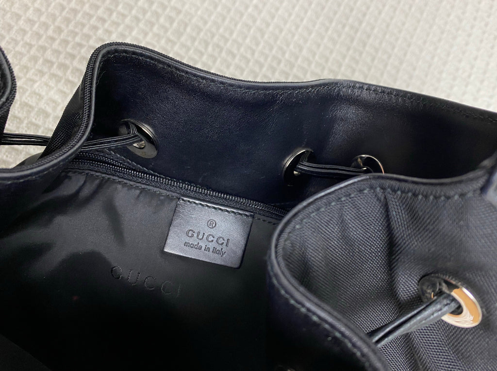 Gucci Black Nylon Drawstring Shoulder Bag