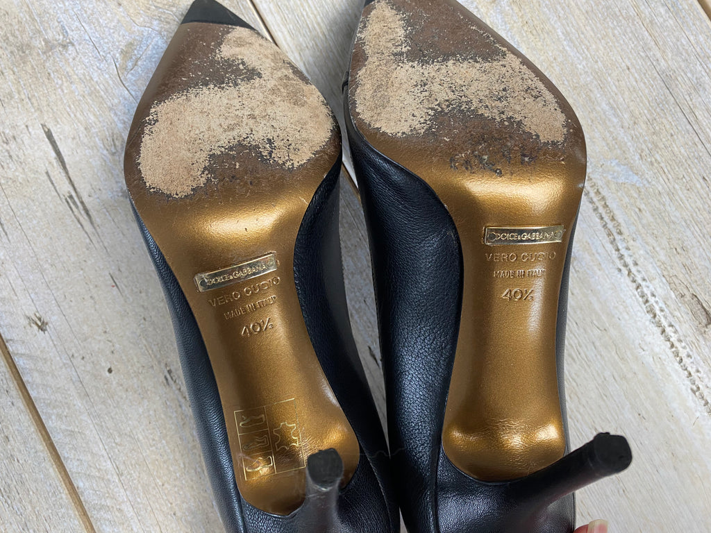 Dolce & Gabbana Dark Brown Leather Pointed Heels 40.5