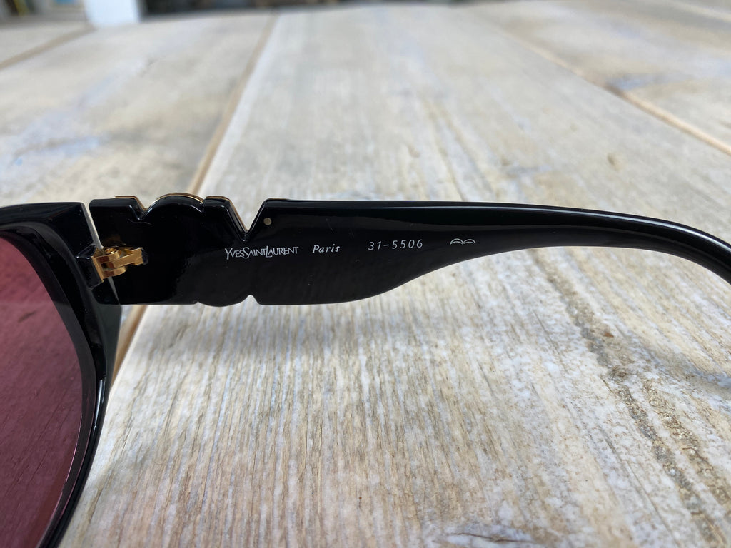 Yves Saint Laurent Vintage Black Gold Logo Sunglasses