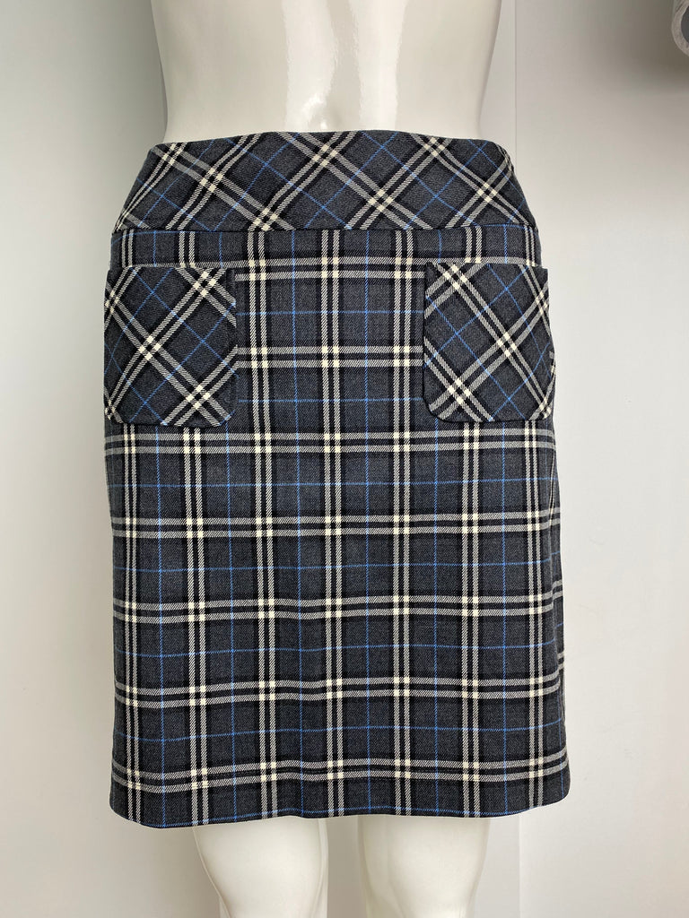 Burberry Grey / Blue Check Mini Skirt