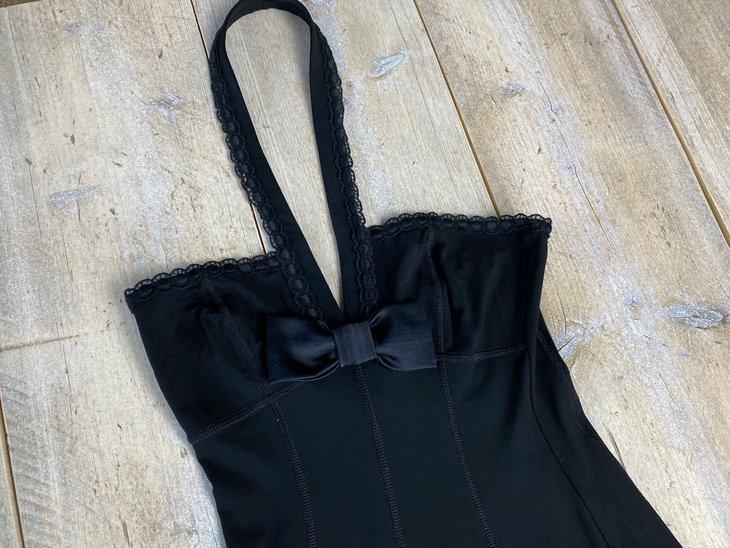 Blumarine Black Halter Neck Bow Silk Dress
