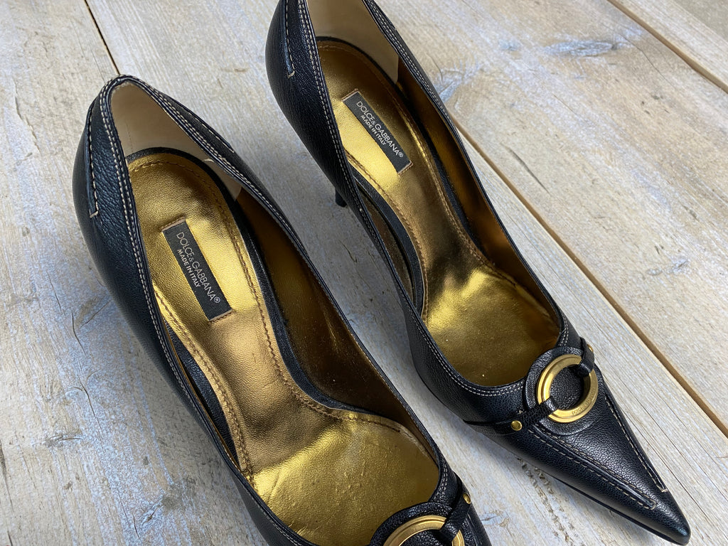 Dolce & Gabbana Dark Brown Leather Pointed Heels 40.5