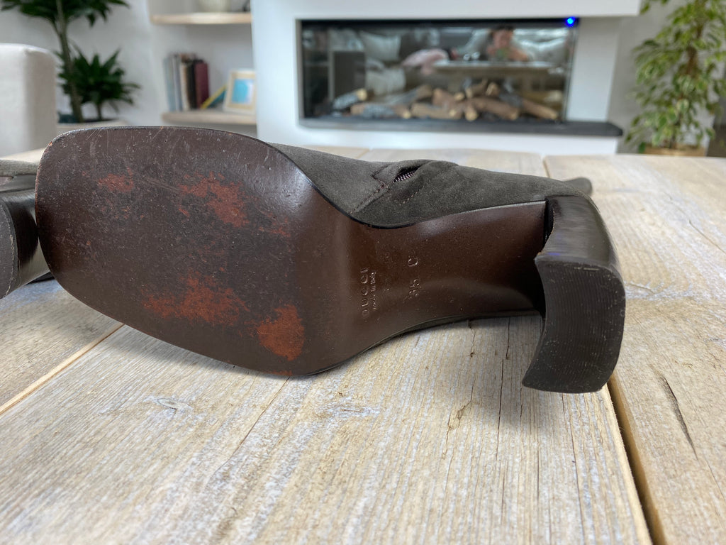 Gucci Dark Grey Suede Boots Size 35