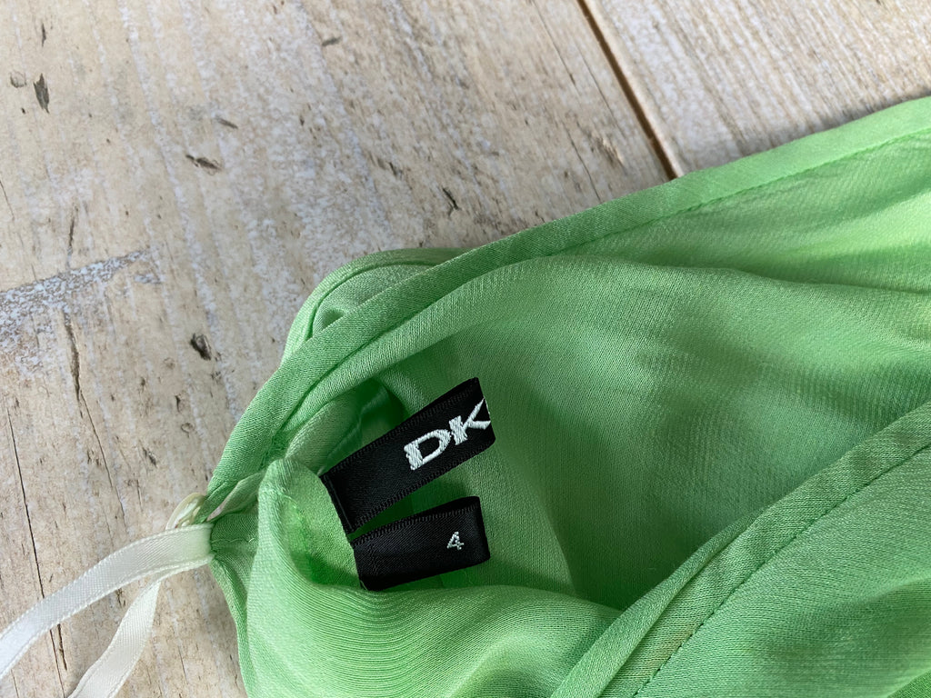 DKNY Green Silk Ruffle Wrap Skirt