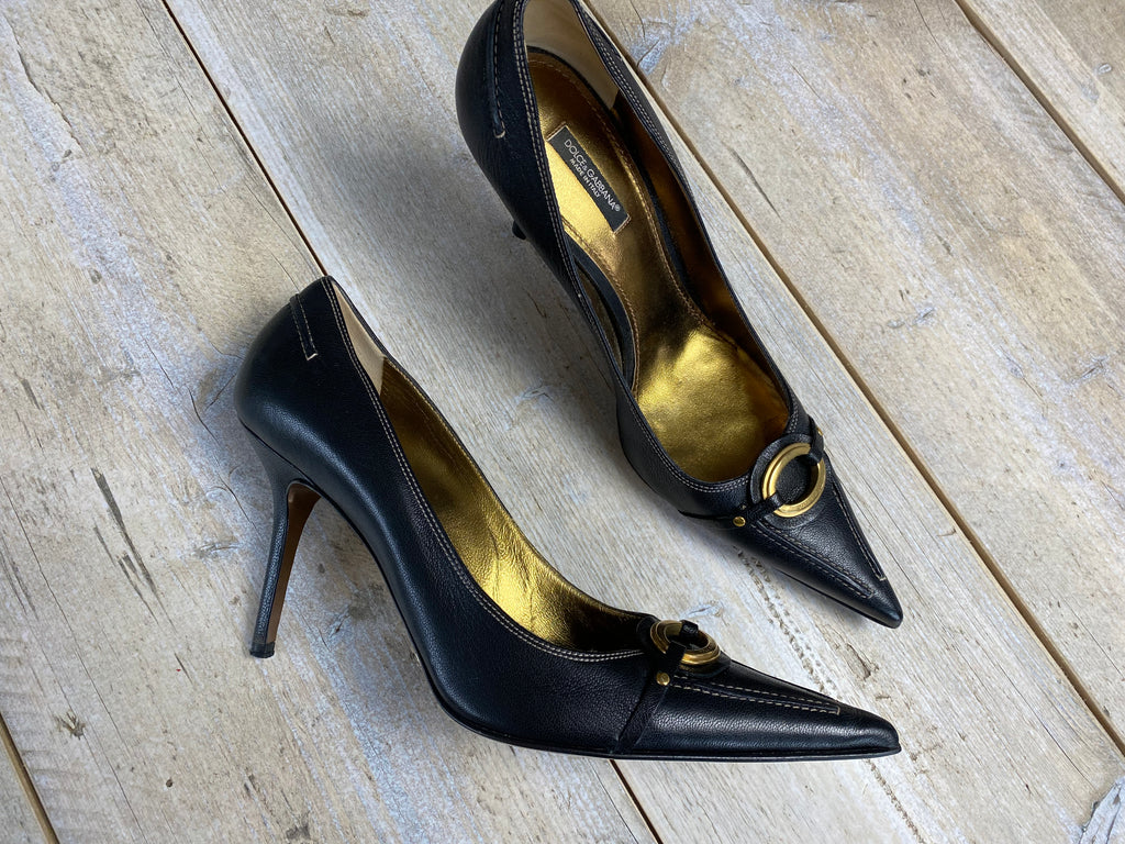 Dolce & Gabbana Dark Brown Leather Pointed Heels 40.5
