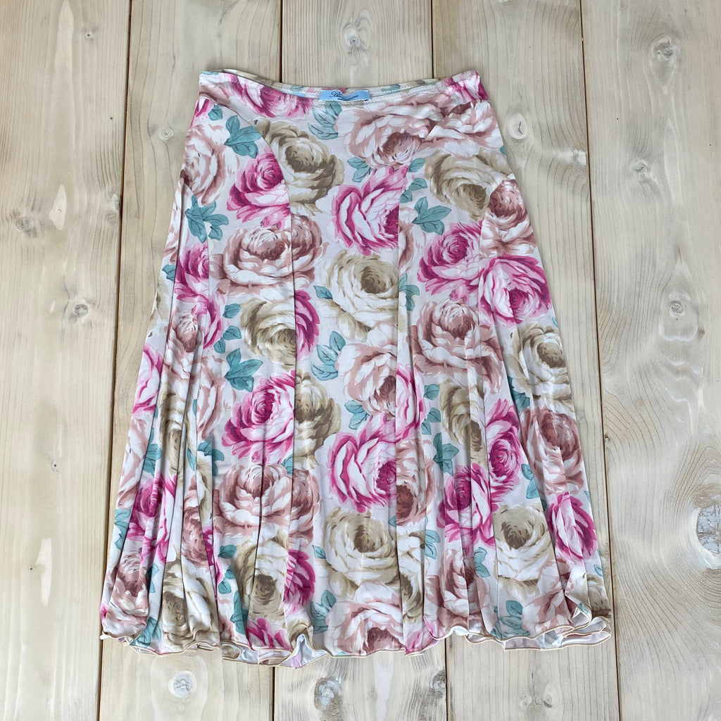 Blumarine Floral Silk Midi Skirt