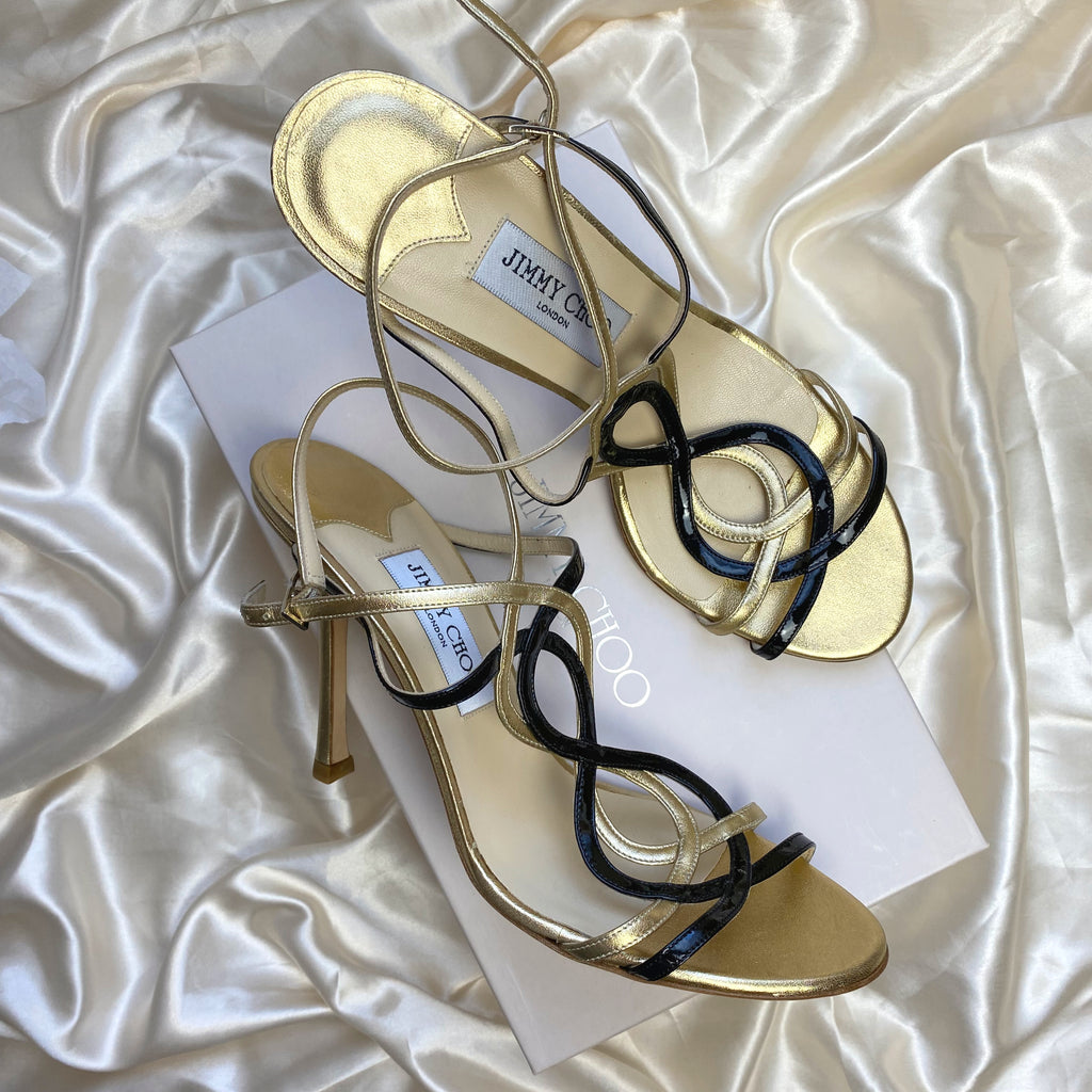 Jimmy Choo Metallic Gold Leather Heels Size 41