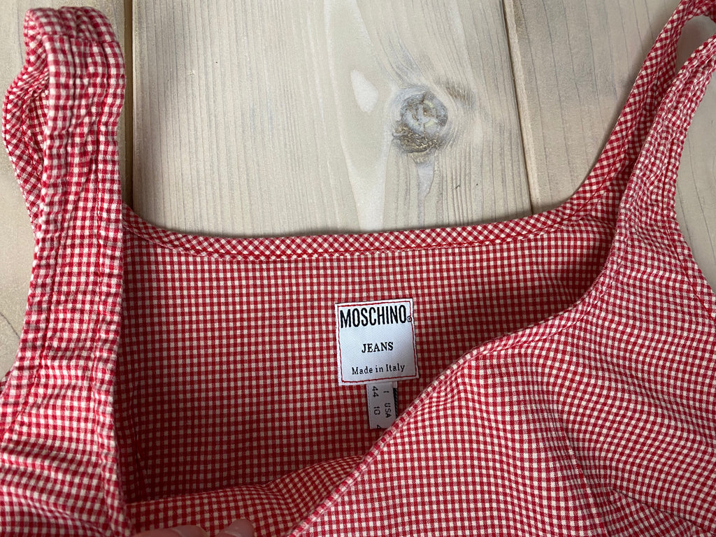 Moschino Red Gingham Check Cami Top