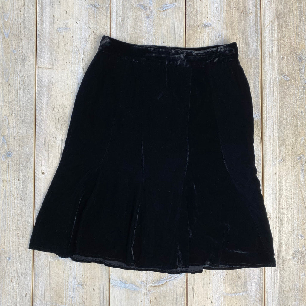 Blumarine Black Velvet Midi Skirt