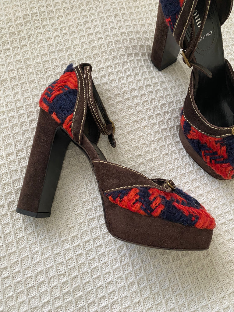 Miu Miu Wool Platforms Heels EU 37.5