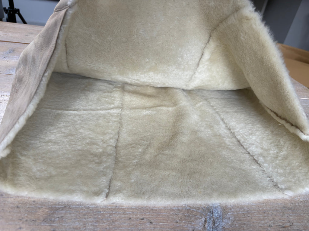 Blumarine Tan Leather Fur Lined Mini Skirt