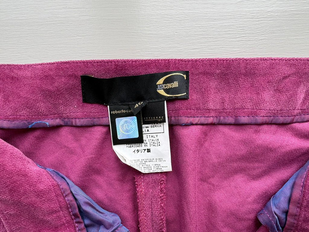 Just Cavalli Purple Velvet Straight Leg Pants