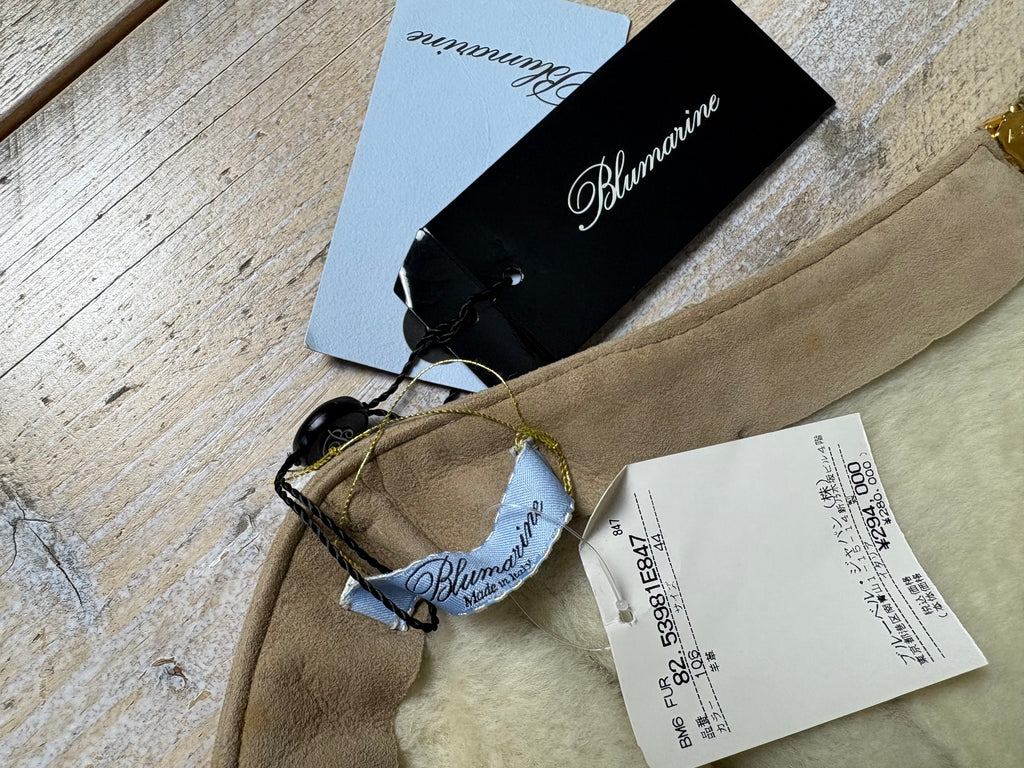 Blumarine Tan Leather Fur Lined Mini Skirt