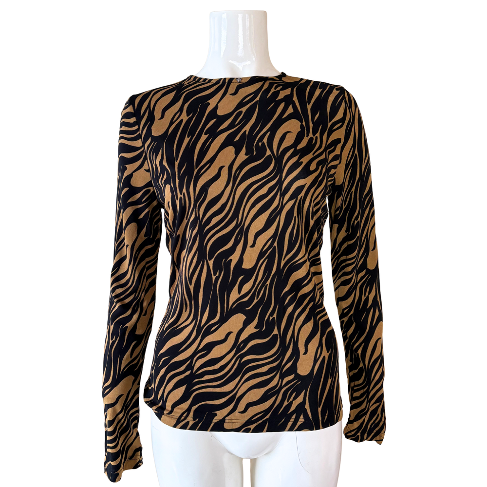 Gianni Versace Animal Print Long Sleeve Top