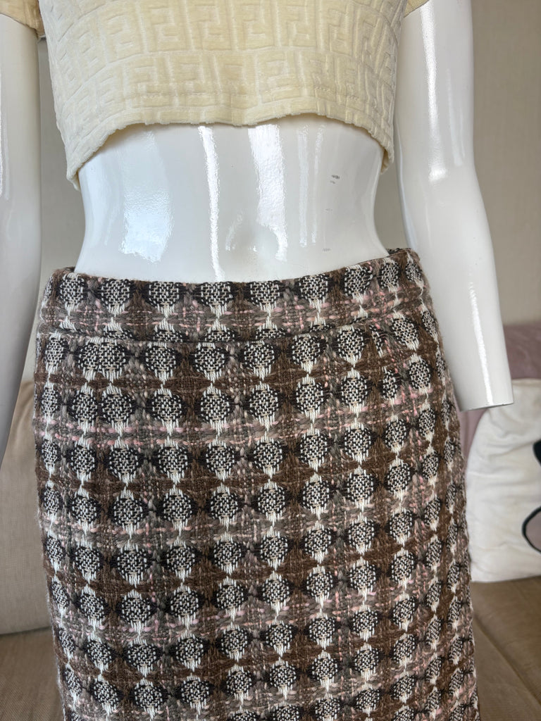 Moschino Check Wool Knee Length Skirt