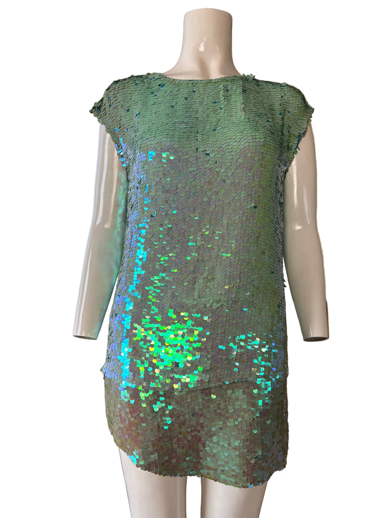 DKNY Blue Sequin Two Piece Skirt Set