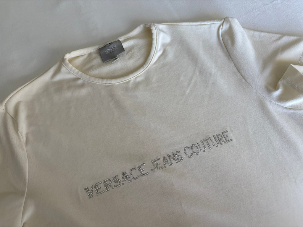 Versace Jeans Couture White Rhinestone T-Shirt