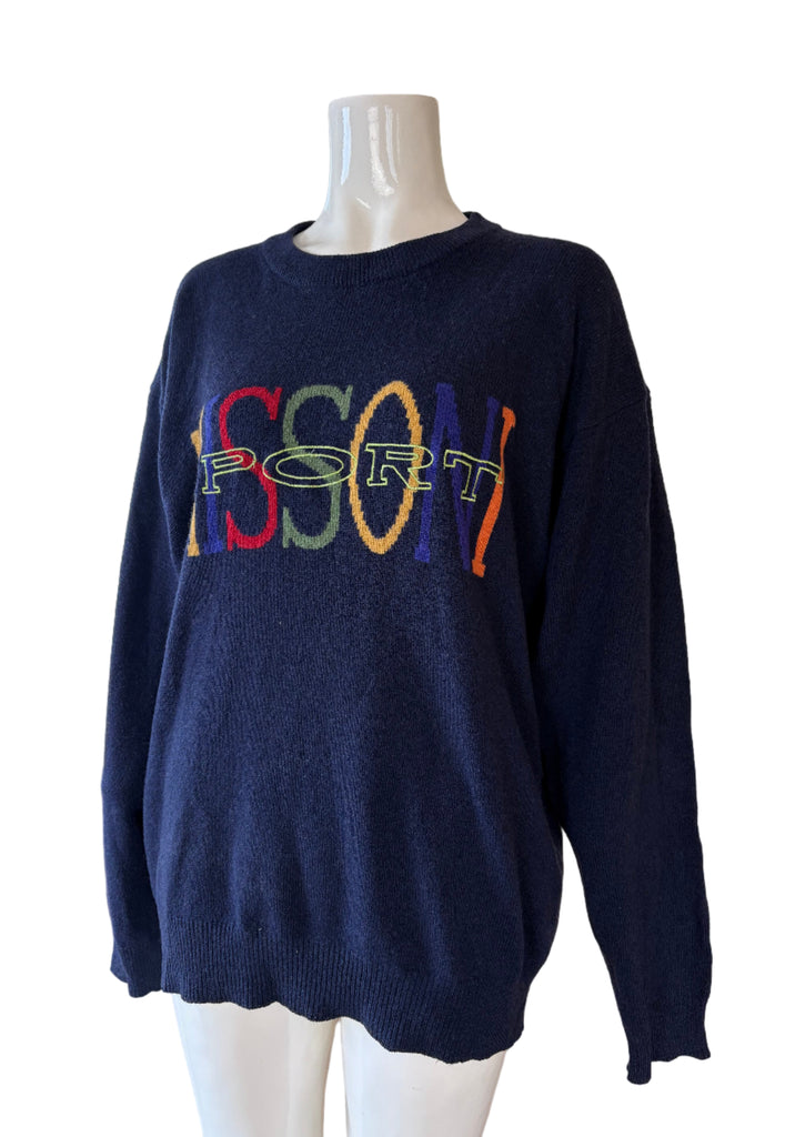 Missoni Sport Navy Wool Knit Sweater