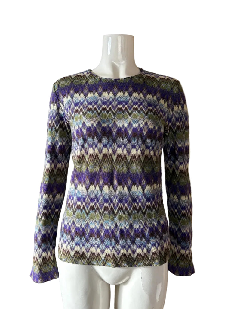 Missoni Purple Woven Knit Long Sleeve Top