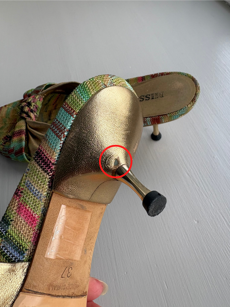 Missoni Woven Gold Leather Kitten Heels 37