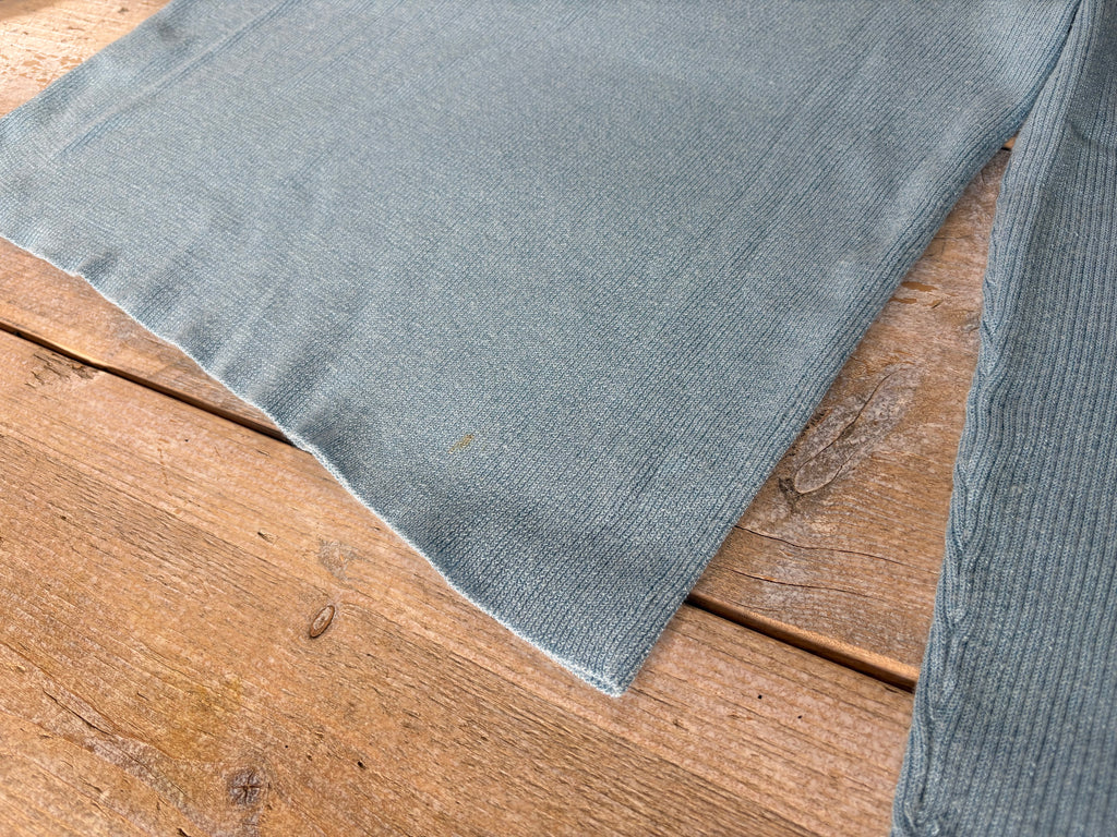 Armani Exchange Blue Logo Ribbed Long Sleeve Top