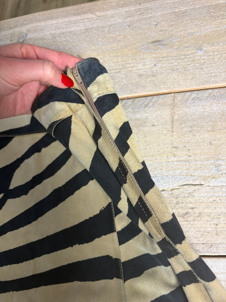 Moschino Zebra Suede Midi Skirt