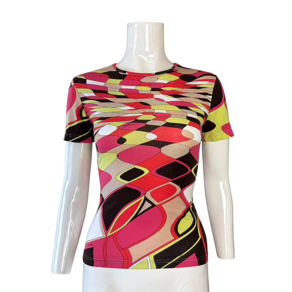 Emilio Pucci Pink & Brown Geometric T-Shirt