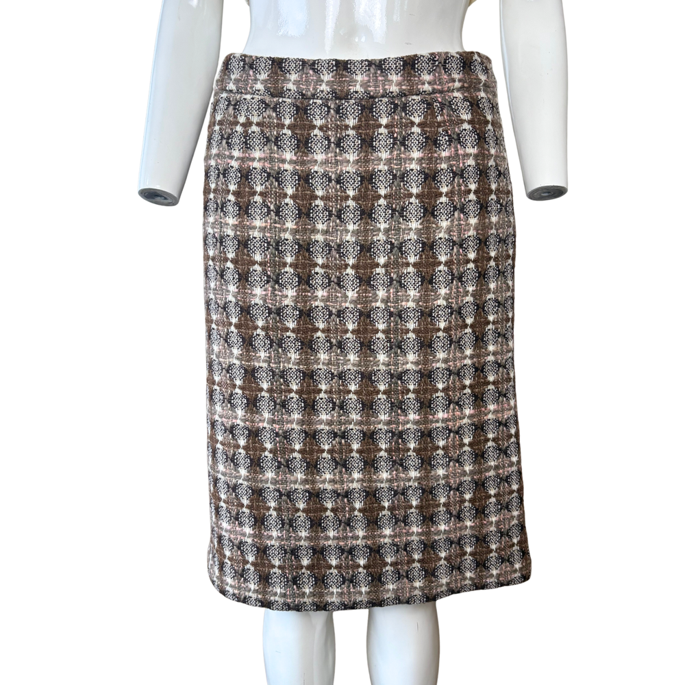 Moschino Check Wool Knee Length Skirt