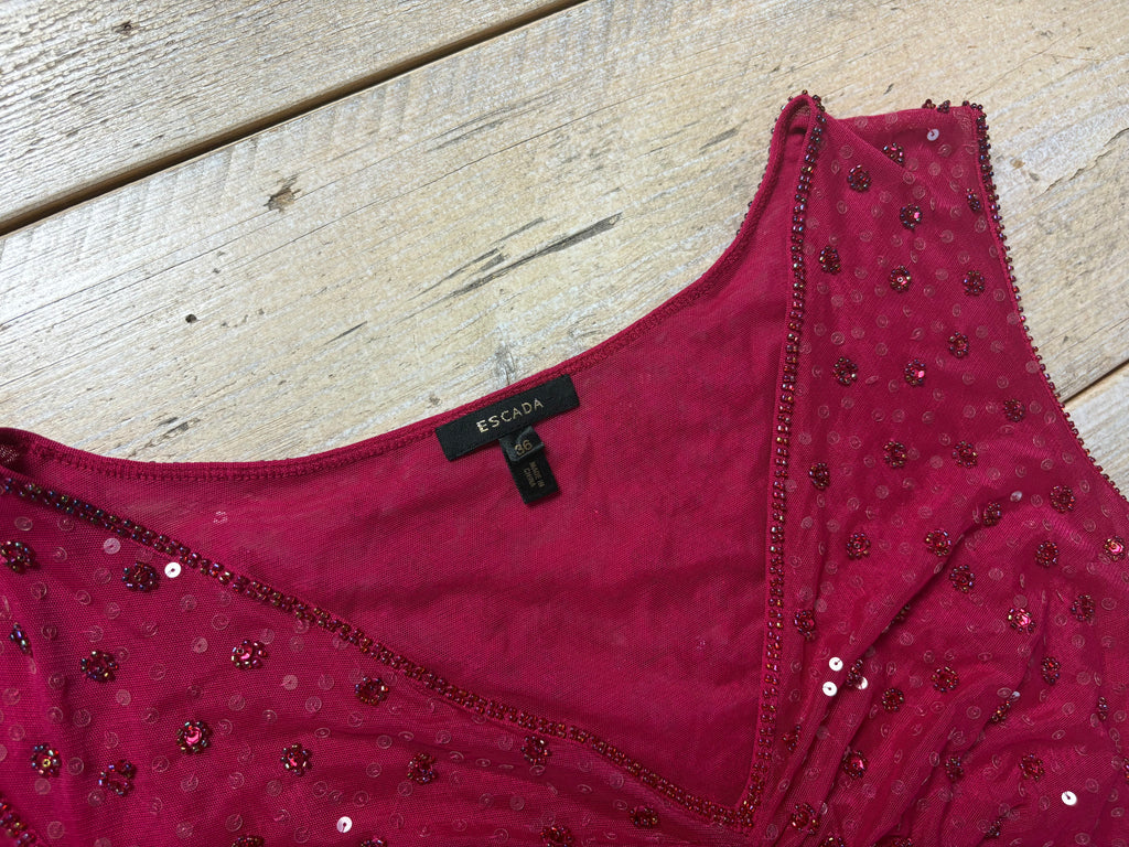 Escada Dark Pink Beaded Tank Top