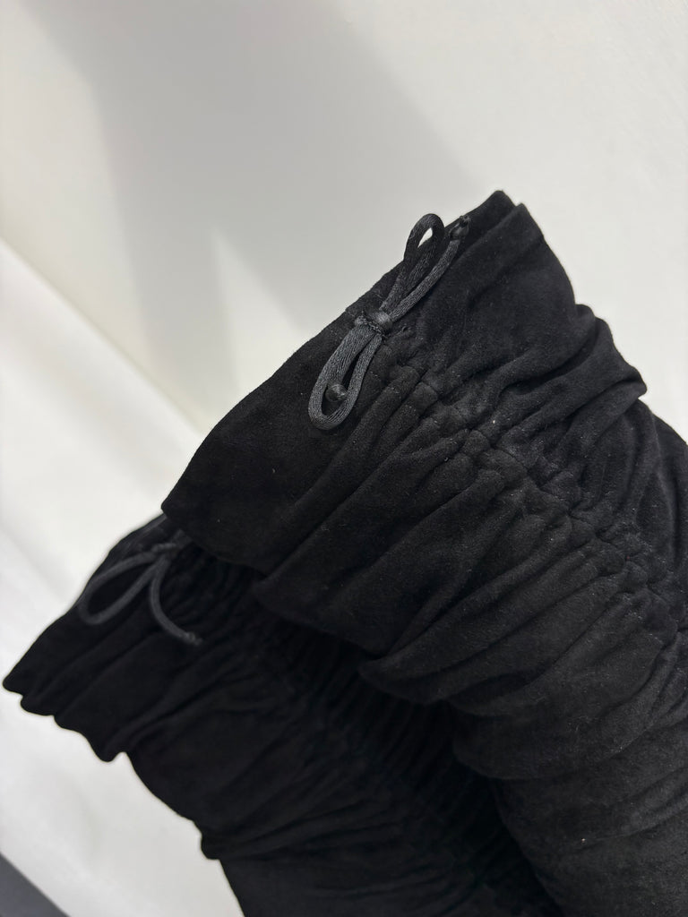Gucci by Tom Ford FW 2004 Black Ruched Suede Boots 39