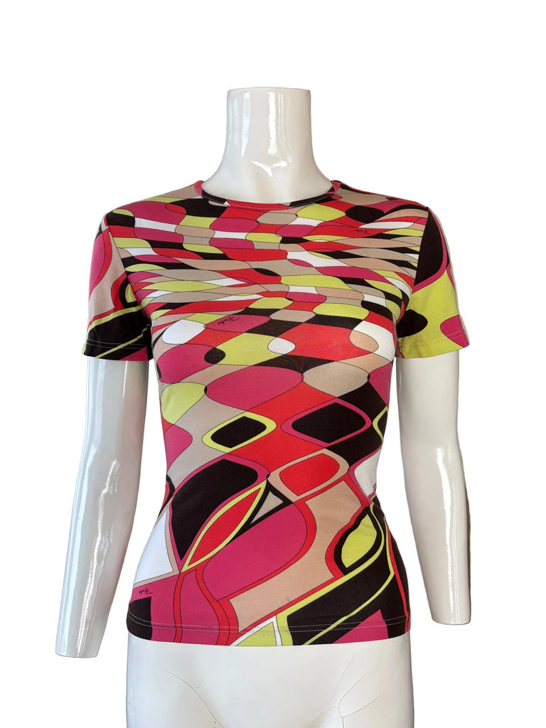 Emilio Pucci Pink & Brown Geometric T-Shirt