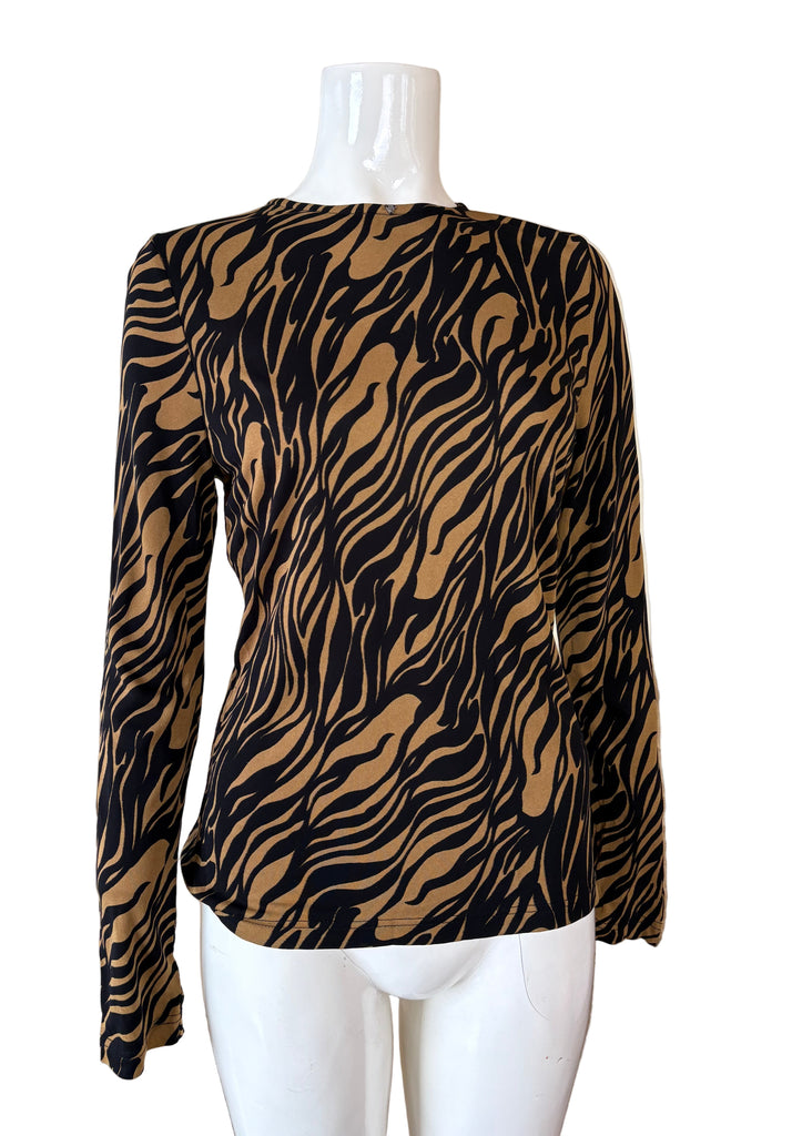 Gianni Versace Animal Print Long Sleeve Top
