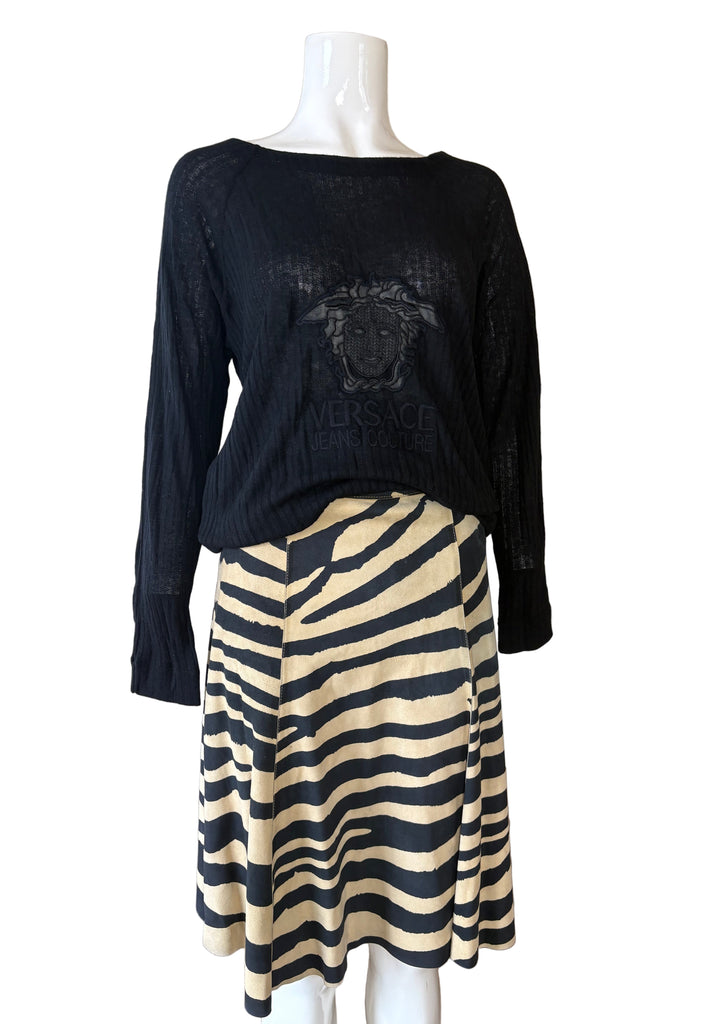 Versace Jeans Couture Black Medusa Head Long Sleeve Top